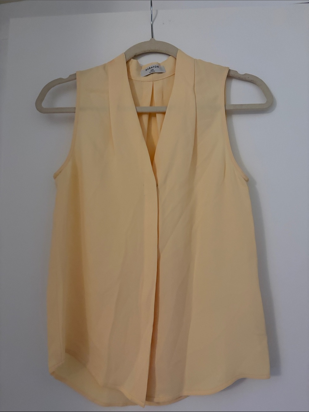 Babaton Sleeveless V-Neck Blouse in Pale Yellow